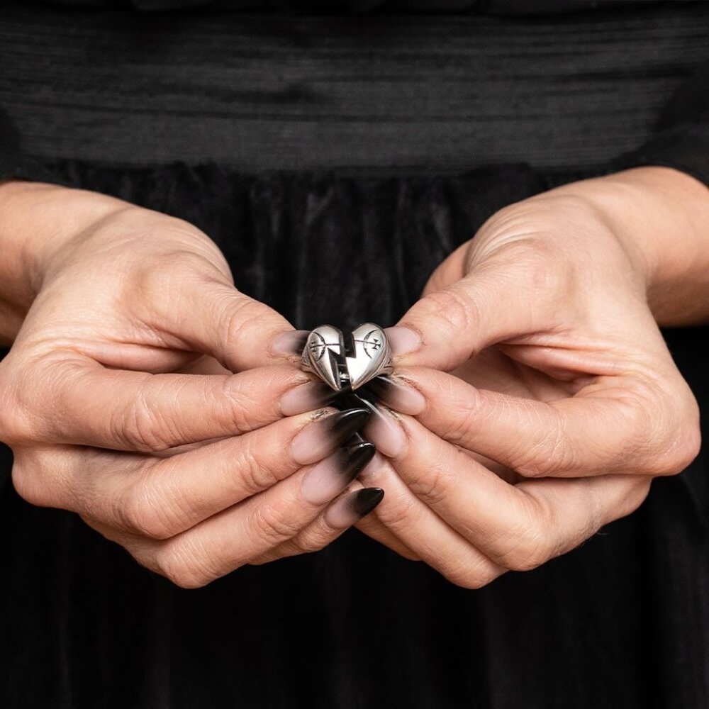 Alchemy Gothic Broken Promise Heart Ring Transformation Adjustable Pewter R258 - Picture 6 of 8